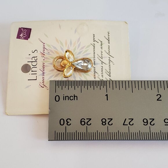 Vintage Russ Berrie Linda's Guardian Angel Lapel Brooch Pin Gold Tone - Picture 4 of 6